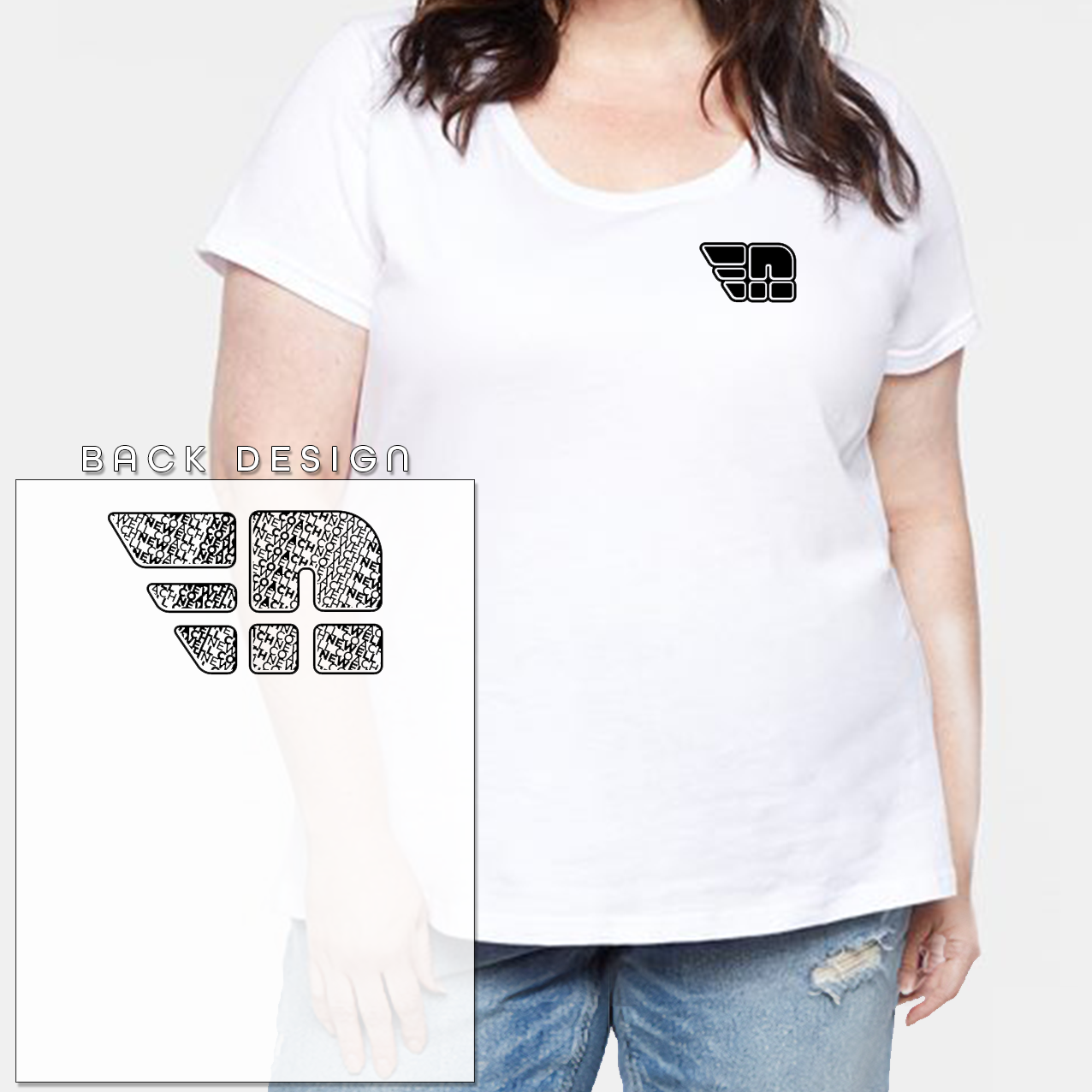 Women's Curvy 'Newell N' Back T-Shirt | Scoop Neck