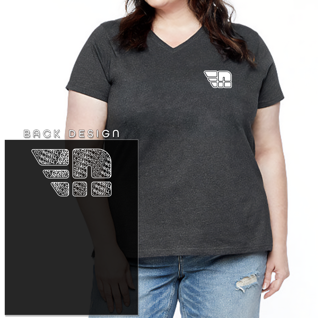 Women's Curvy 'Newell N' Back T-Shirt | V-Neck